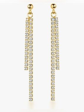 Gorgeous Dillards 18KT Gold Vermeil White topaz paved Dangle Earrings